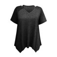 thumbnail image 4 of WCMZJ Women Plus Size Tops Cut Out V Neck Short Sleeve Blouses Side Slit Dressy Casual Tunic Tops to Wear with Leggings Black 3XL, 4 of 4