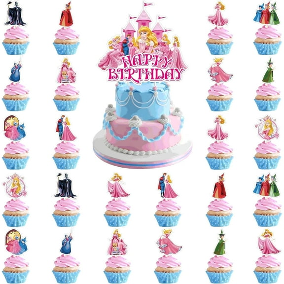 Party Decoration, 50 pcs Cake Decoration Include 2Pcs Big Cake Topper and 48Pcs Cupcake Toppers Party Supplies Cupcake Toppers cake decoration