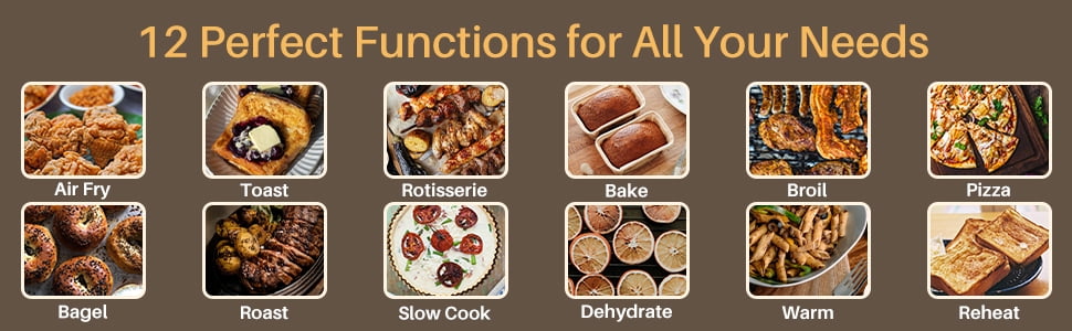 Air Fryer Toaster Oven 12-in-1 Countertop Oven with Speedy Convection, Large 34 QT Capacity, 1750W, Stainless Steel - Black
