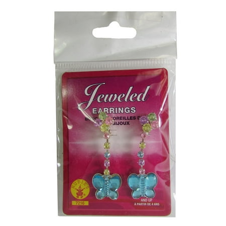 Rubie's 20 Pack Girls Jeweled Earrings Halloween Accessory, Aqua, One Size