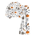 thumbnail image 5 of Girls Fall Outfit Set Casual Crew Neck Sweatshirt Classic Halloween Tombstone Ghost Design Stretch Flare Leg Sweatpants 2 Piece Tracksuit, 5 of 7