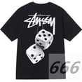 thumbnail image 5 of Camisetas Stussy de manga corta para hombre y mujer, marca de moda de verano Camisetas Stussy de calle holgadas y versátiles de puro algodón para parejas, tendenciaB66- verde claro negro [naipes], 5 of 5