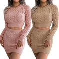 thumbnail image 2 of Yokua Two Piece Set Womens Skirts Long Sleeve Crop Tops+Mini Skirt Autumn Outfits, 2 of 19