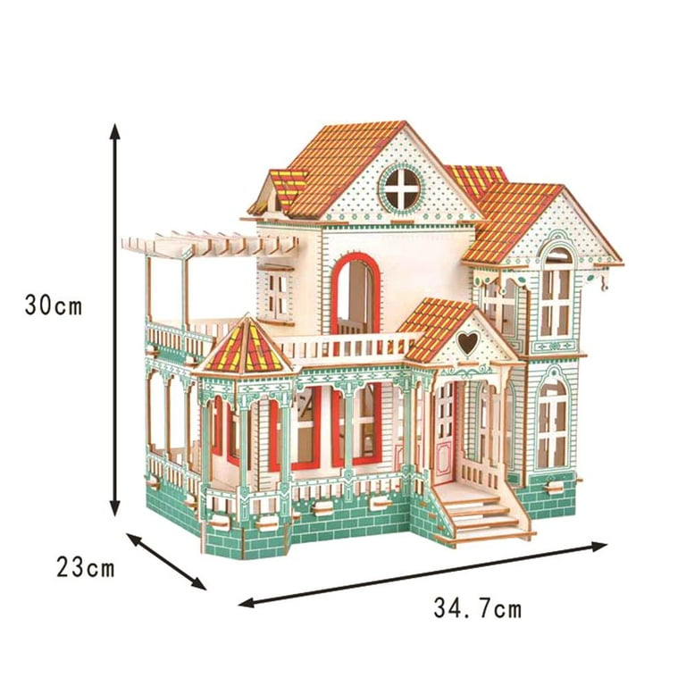 QIAONIUNIU Wood Craft Kits Unfinished Small Houses 3D Cutting Wooden Puzzle Toy for Kids and Adults Build Your Own Perfect Decoration-Including 7 Pcs