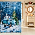 thumbnail image 2 of Erosebridal Christmas Truck Shower Curtain 72Wx72L,Winter Scene Bathroom Curtain,Blue, 2 of 6