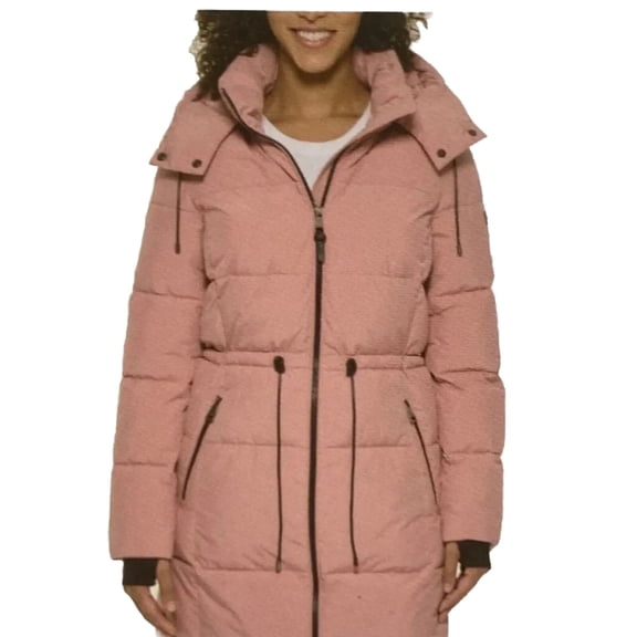 DKNY Women's Long Puffer Parka Jacket (Pink, Small)
