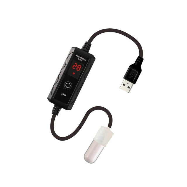 USB Small Fish Tank Heater Heater Small Aquarium Fish Heating Tool External Temperature Controller 15W