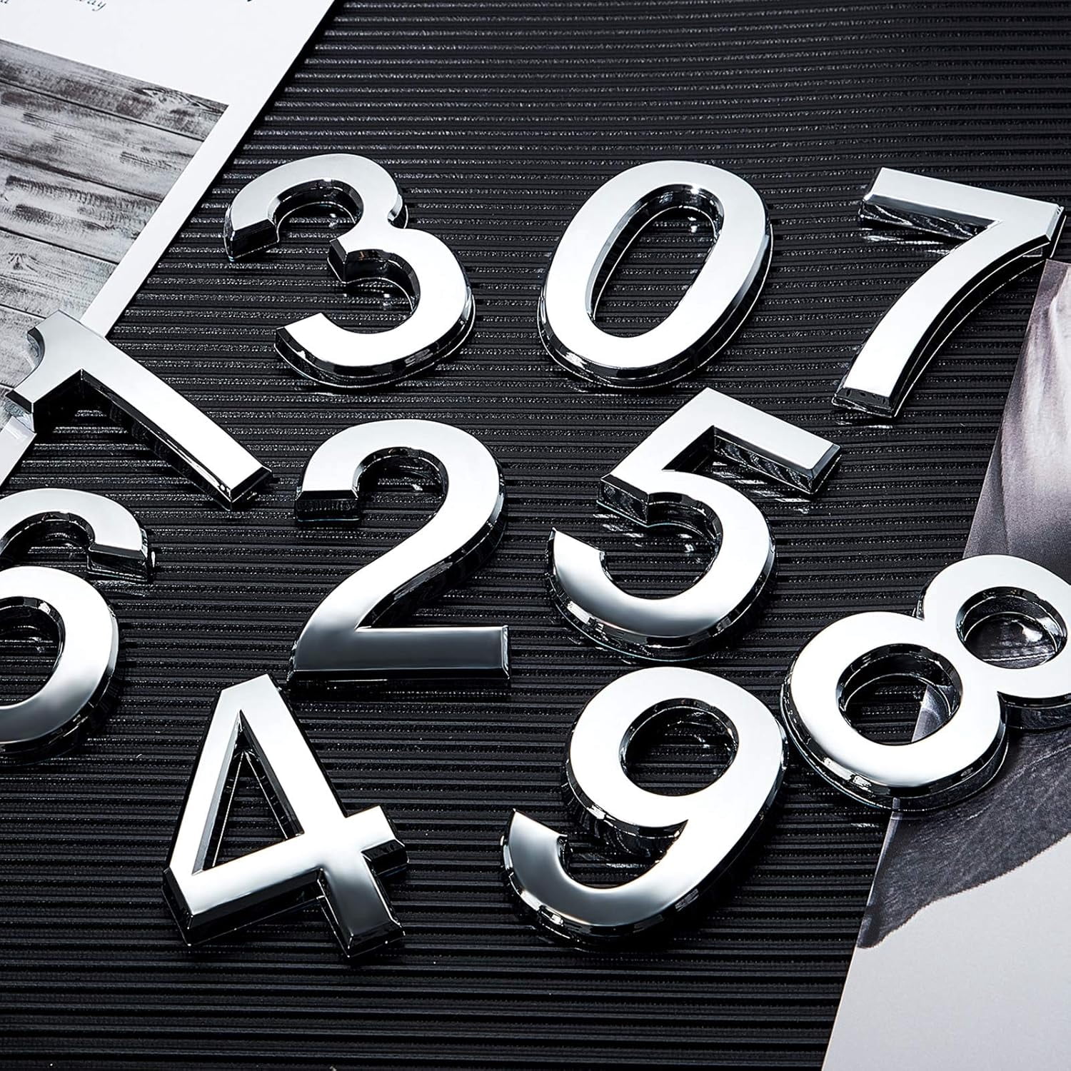 20 Pcs 3 Inch Silver 3D House Numbers Mailbox Numbers Self Adhesive 0-9 ABS Engineering Plastic for Home Apartment Office Hotel Room