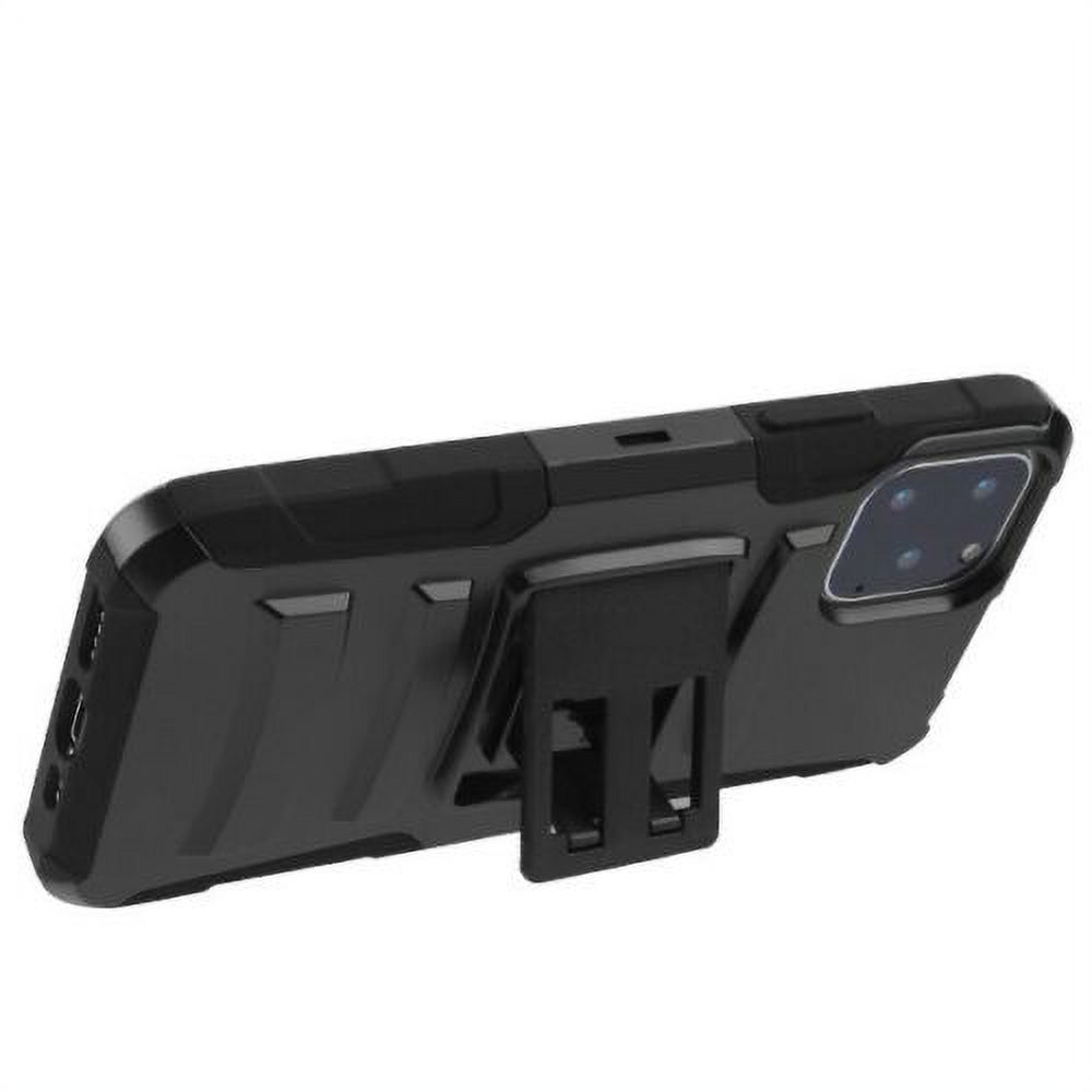 Kaleidio Case For Apple iPhone 11 Pro (5.8") [Dual Form] Rugged Holster [Swivel Belt Clip][Shockproof] Dual Layer Hybrid [Kickstand] Armor Cover w/ Overbrawn Prying Tool [Black/Black] - image 4 of 5