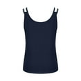 thumbnail image 5 of HOMBOM Summer Tops for Women Tank Tops Cotton Linen V Neck Navy Backless Sleeveless Loose Womens Blouse, 5 of 6