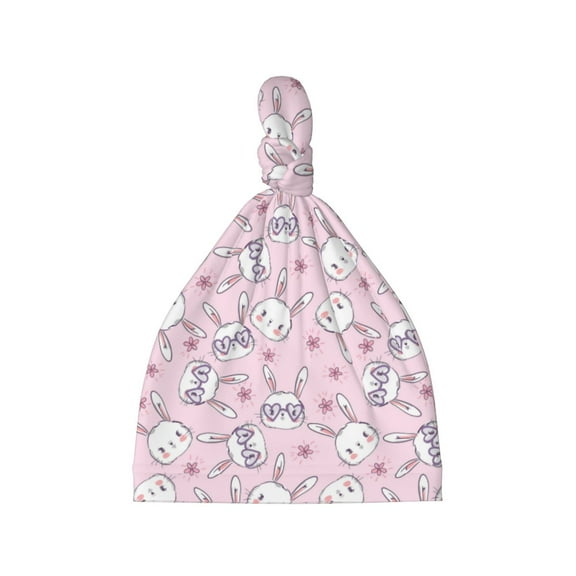 Picia Cute Rabbit Flower Printed Preemie Hats for Baby Girls Cotton Premature Knot Hats Newborn Hospital Cap Warm Knot Beanie Nicu for Preemie Girls and Boys
