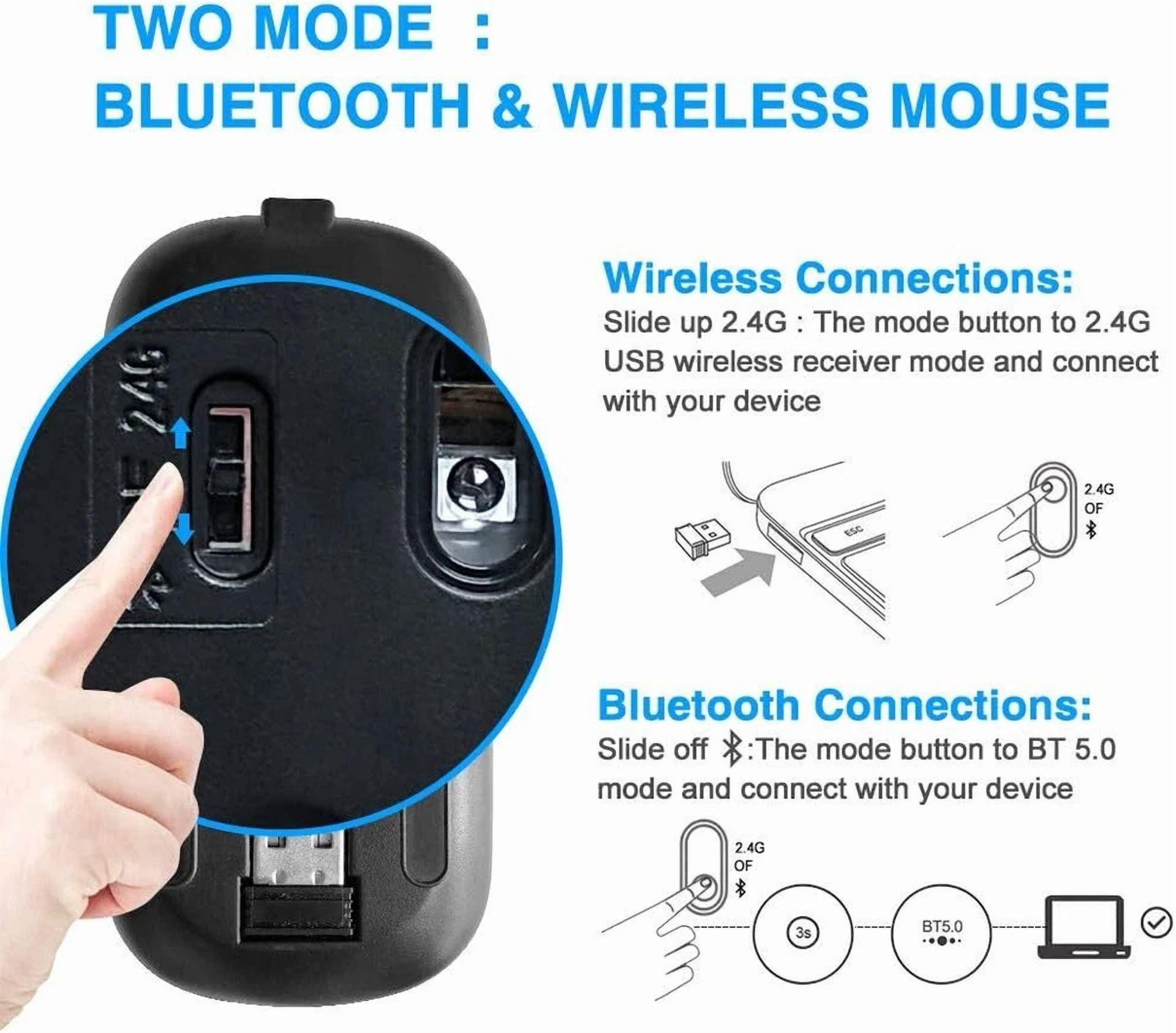 BUTTERFLY- Wireless Bluetooth Mouse, Rechargeable Usb Optical Mouse, Led Slim Dual Mode(Blu