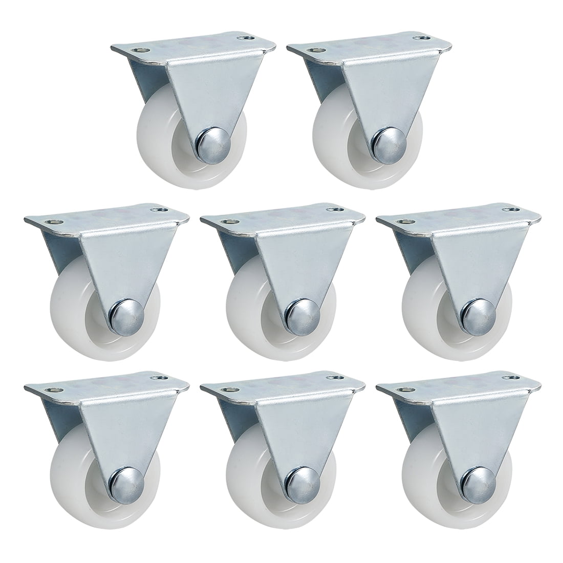 8Pcs 1 Inch Rigid NonSwivel Casters PP Plastic Wheel Top Plate Mounted