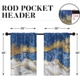 thumbnail image 2 of Vintage Blue Gold Silver Marble Kitchen Curtains, Abstract Short Window Curtains Set of 2, Window Treatment Tier Curtains for Kitchen Over Sink Bathroom Dining Room Decor (26x36 Inch), 2 of 6