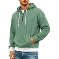 thumbnail image 2 of Fanshiluo Men's Waffle Quarter Zip Long Sleeve Pullover Hoodie,Contrast Color Hem Kangaroo Pocket Loose Fit Tops,XL,Big and Tall Men, 2 of 4