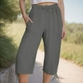 thumbnail image 2 of vigerkar Womens Wide Leg Capri Pants Loose Drawstring Comfy Lounge Trousers Summer 7/8 Pant with Pockets Dark Gray, XXL, 2 of 8