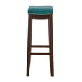 thumbnail image 4 of Linon Cessford 32" Backless Indoor Bar Stool, Dark Brown with Blue Faux Leather, Includes 1 Stool, 4 of 12