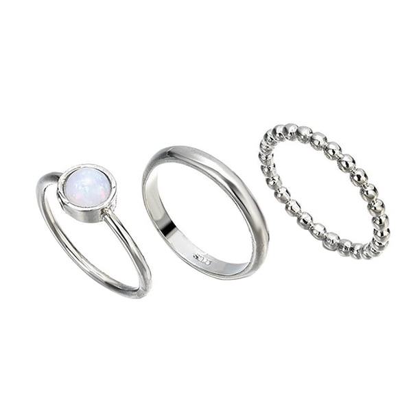 Juego de 3 anillos apilables para mujeres y hombres Anillos de pulgar de ópalo Anillos de dedo de alto pulido Anillos de alianza de boda
