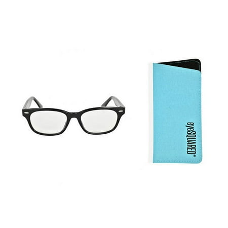 eyeSQUARED Adult Black Frame Blue Light Blocking Glasses with Blue Eco Friendly Case