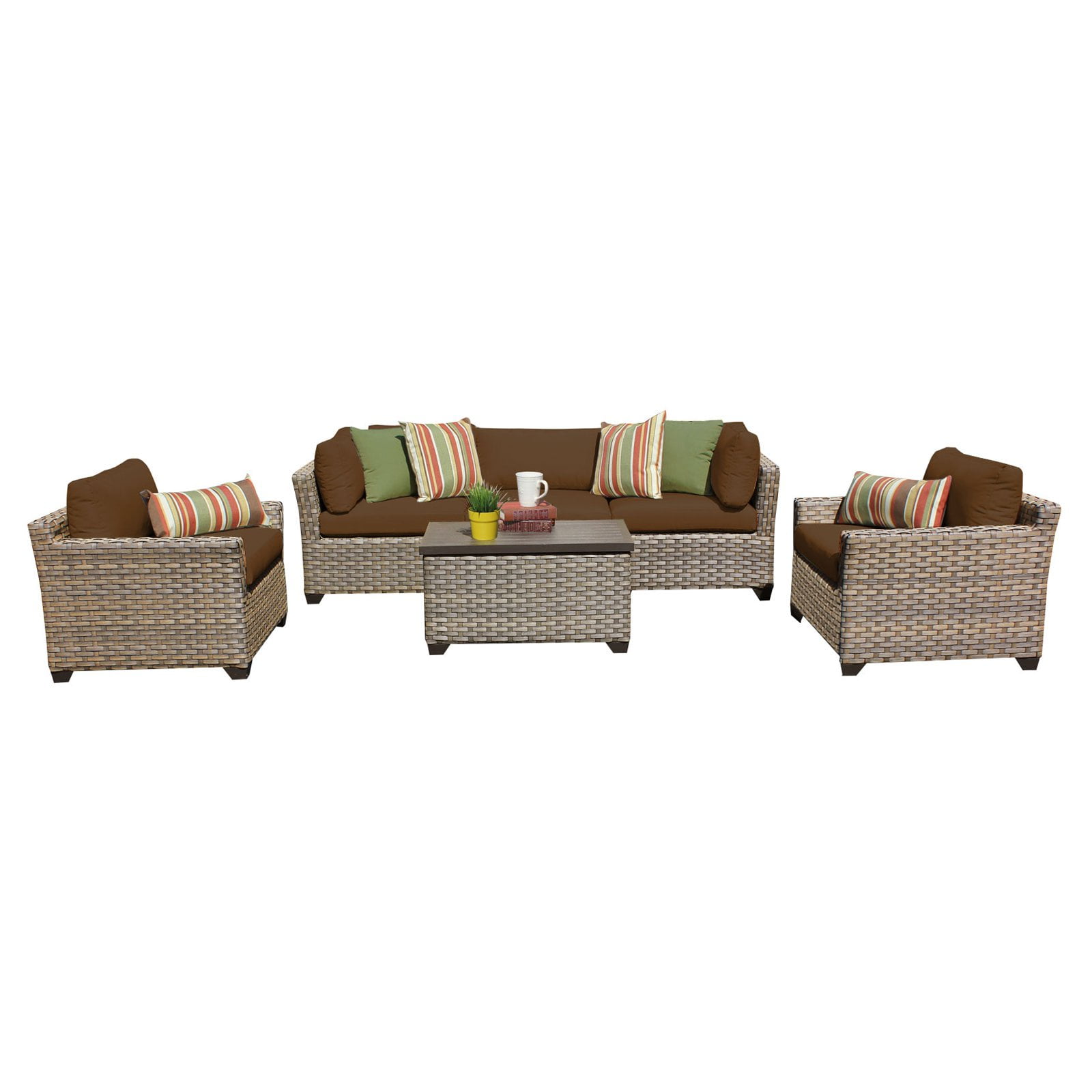 TK Classics Monterey Wicker 6 Piece Patio Conversation Set with Club Chair and 2 Sets of... by Delacora