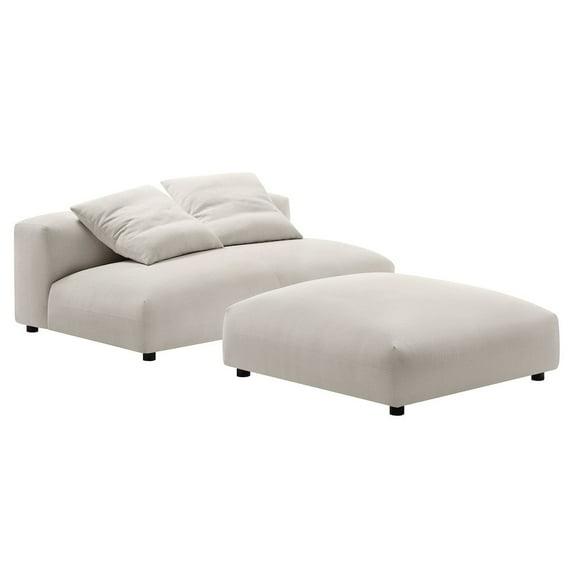 Solace Armless Loveseat and Ottoman Set in Salt