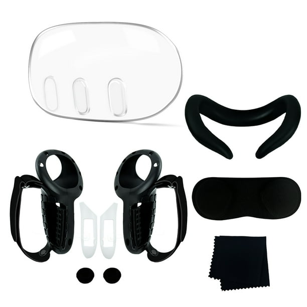 Cubierta 10 en 1 Cubierta Transparente para PC VR Shell Cubierta Del Controlador para Meta Quest 3 (Negro)