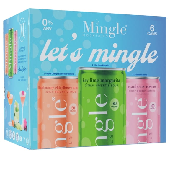 Mingle Mocktails Non-Alcoholic Party Variety Pack, 6 Pack, 12 fl oz Sleek Aluminum Cans, 0.00% ABV