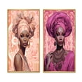 thumbnail image 2 of Designart "Vogue-inspired Retro Glamour African American Beauty I" African American Woman Framed Wall Art Set Of 2 - Glam Pink Gallery Wall Frame Set For Home Decor, 2 of 6
