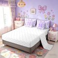 thumbnail image 5 of meiyoeat Cute Bow Letter H Twin Bedding, Floral Plaid Bedding Comforter Set for Kids Girls, Purple, Reversible, 7 Pieces, 5 of 6