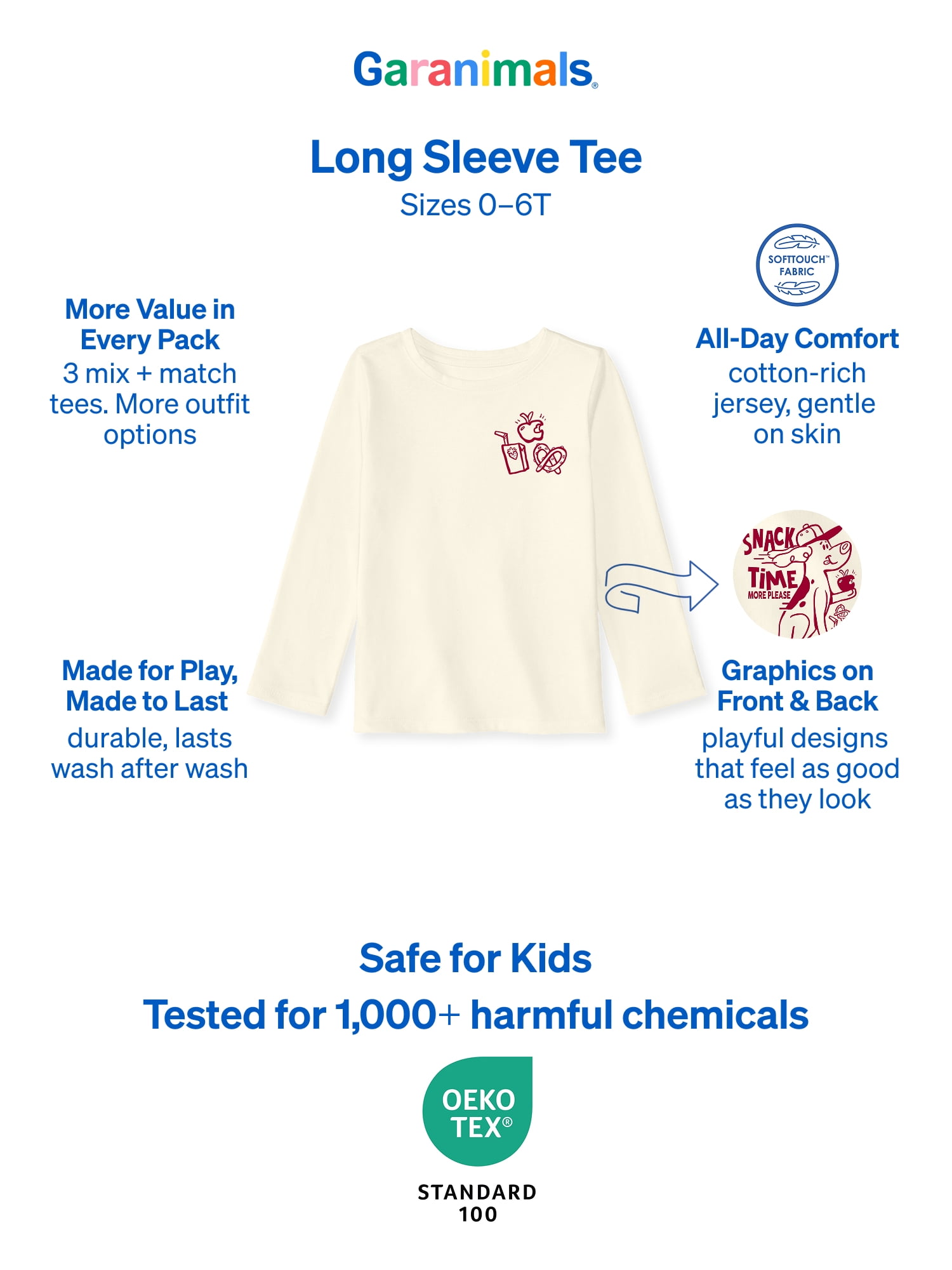 Garanimals Baby & Toddler Boys Long Sleeve Shirts, Single & 3-Pack, Sizes 0-6T