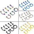 thumbnail image 4 of Mixed 8Pcs 16G Stainless Steel Helix Piercing Jewelry Ear Eyebrow Nose Lip Rings, 4 of 6