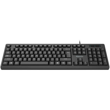 Philips USB Keyboard for Home or Office — Full-Sized Wired Computer Keyboard with Foldable Shoulders | 104/105 Quiet-Click Keys, Ergonomic, Low-Profile | Plug & Play