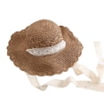 thumbnail image 2 of Delayuji Womens Lace Bow Hat Hollow Lace Wide Brim Adjustable Tie Breathable Woven UV Protection Stylish Floral Hat Outdoor Daily beach hat Sun Hat, 2 of 4