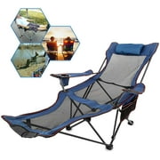 VEVOR Folding Camp Chair with Footrest with Cup Holder and Storage Bag