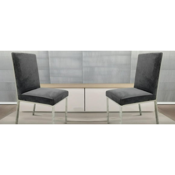 Shenil Grey Velvet Dining Chair- Set of 2