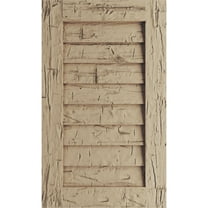 Ekena Millwork 12"W x 15"H Timberthane Hand Hewn Vertical Faux Wood Non-Functional Gable Vent, Primed Tan