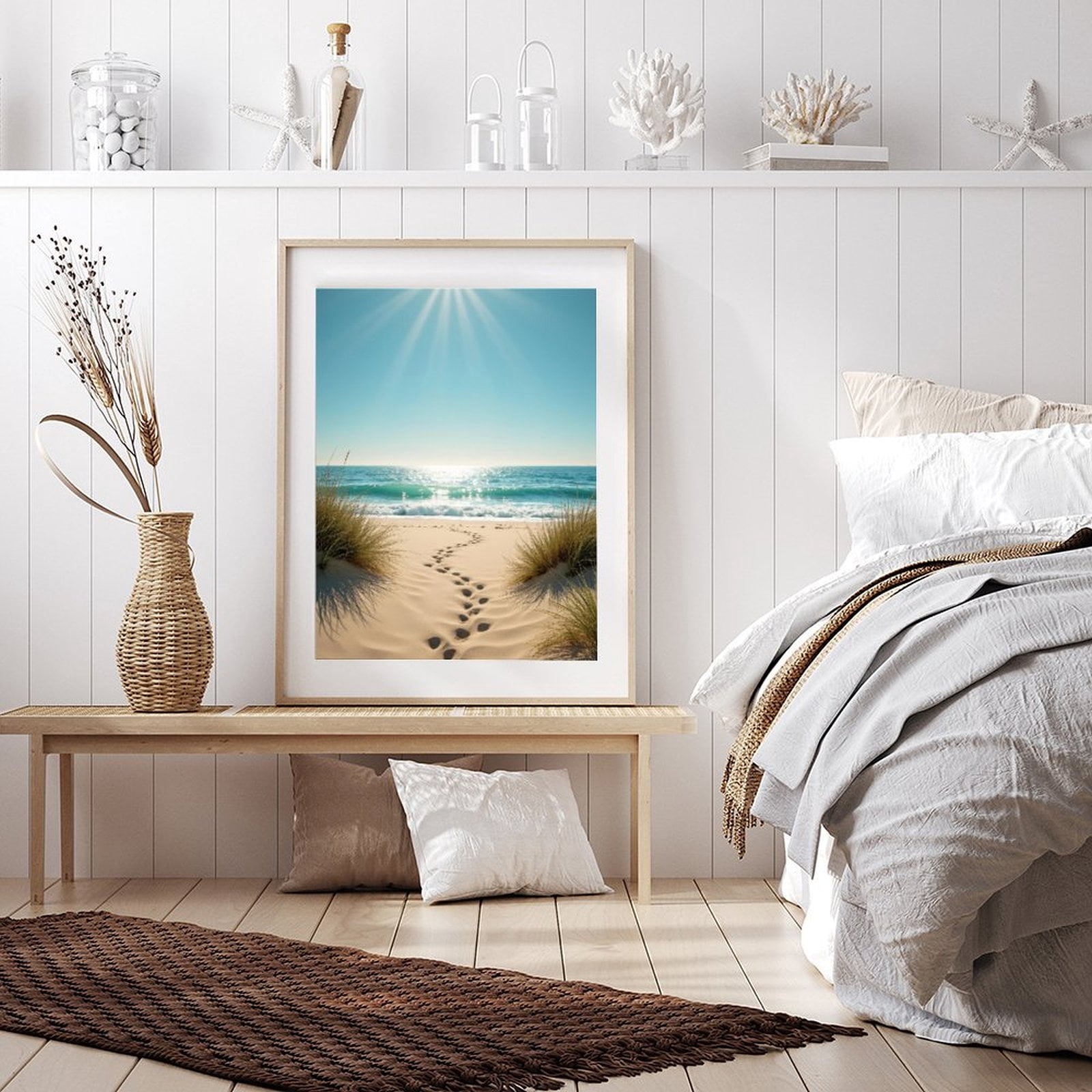 Diamond Art Kits for Adults - 5d Sunny Beach Path Ocean Waves Diamond Painting for Adults, Diamond Art for Adults Beginners, Diamond Painting Kits for Adults for Home Wall Decor