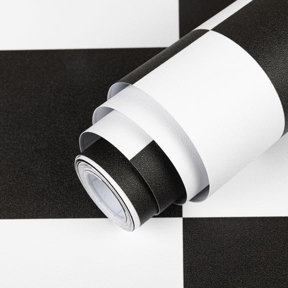 Lxcreat Black and White Wallpaper Contact Paper Mosaic Checkered Peel and Stick Wallpaper 15.7-in x 118-in for Kitchen Backsplash Cabinets Shelf Liners Drawers