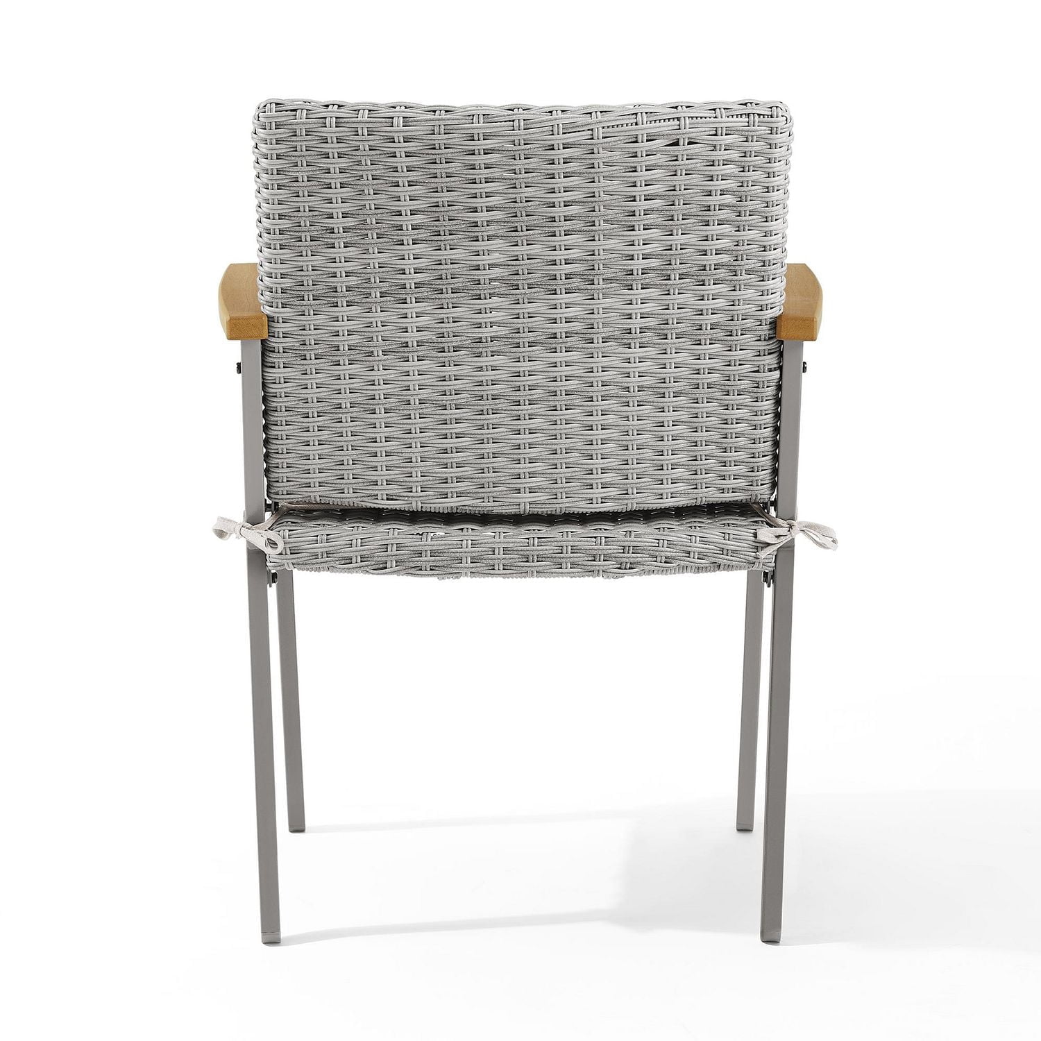 SONGMICS HOME Sencillo Collection - Dining Chair, Armchair, Patio Chair, with Faux Wood Armrests, Synthetic PE Rattan, Gray and Beige