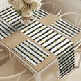 thumbnail image 2 of Ambesonne Star Table Runner & Placemats, Dots Stripes Celebration, Placemat 4 pcs + Runner 16"x90", Black White Yellow, 2 of 2