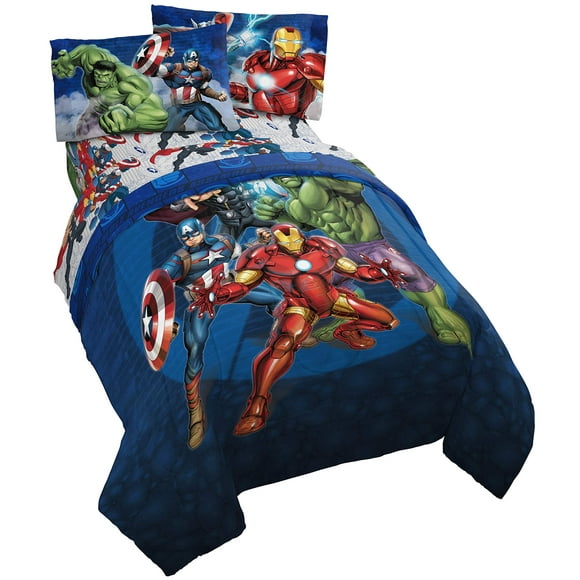 Jay Franco Marvel Avengers Ensemble de Lit Cercle Bleu, Simple