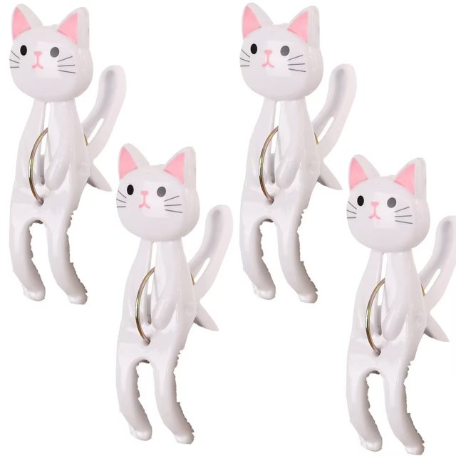 4 Piezas (Blanco) Clips para Bolsas Clips para Sellado de Alimentos con Forma de Gato Lindo Abrazaderas Duraderas para Mantener Frescos para Bolsa Abierta Bolsa para Congelador Bolsa de Café Bolsa para Aperitivos oso de fresa Electrónica