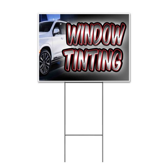 Window Tinting Escalade (18" x 24") Yard Sign, Includes Metal Step Stake