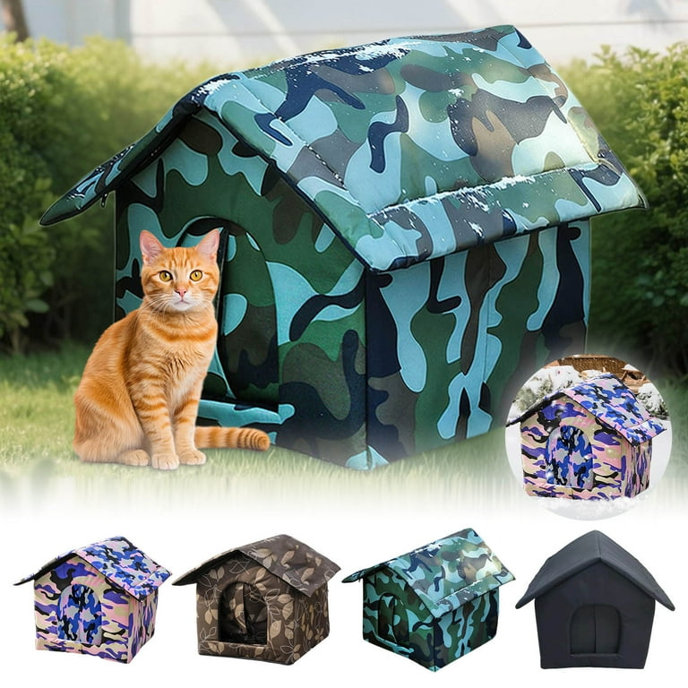 Insulated Outdoor Cat Shelter for Winter Waterproof Feral Cat