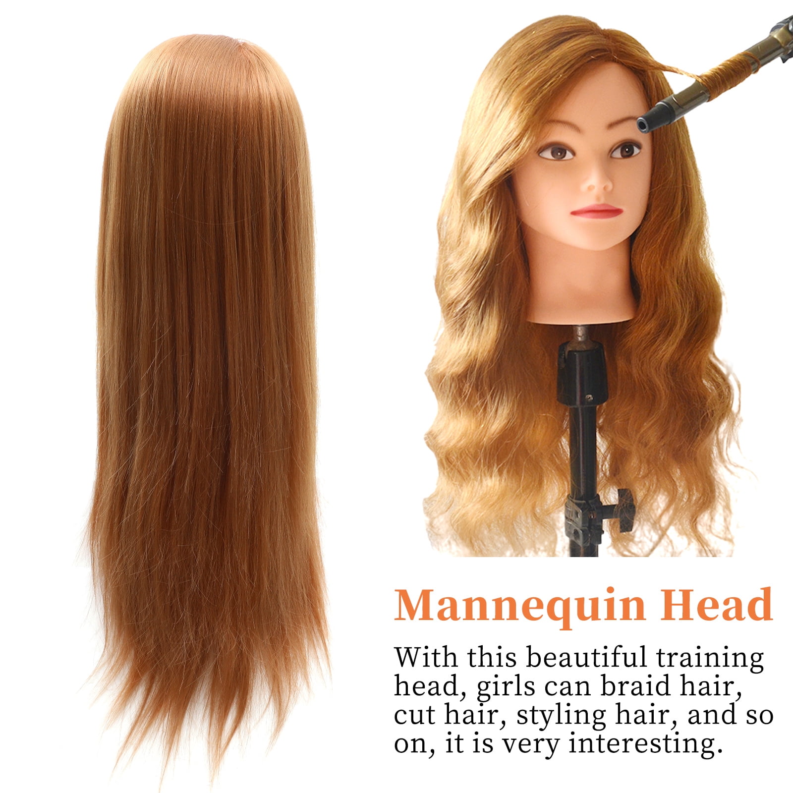 Cosmetology Mannequin Head Hair Styling Head Manikin Doll Head (Golden)