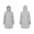 thumbnail image 3 of Windbreaker Jacket Women Waterproof Longline Hooded Jacket Solid Color Drawstring Waist Zip Up Raincoat with Pockets Outdoor Hiking Jacket, 3 of 9