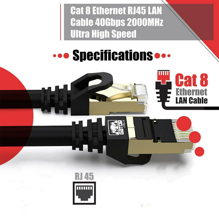 Cat 8 LAN Network Internet Cable with Gold Plated Rj45 Connectors for  Router Lot