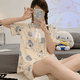 thumbnail image 4 of Pijamas de verano para mujer, pantalones cortos de manga corta, bonitos dibujos animados, talla grande, de verano, finos, de dos piezas, para el hogar, 4 of 6
