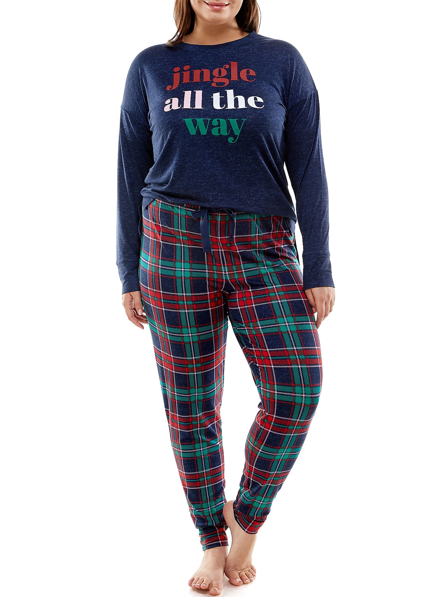 Jaclyn Women and Women's Plus Holiday Printed Long Sleeve Pajama Set