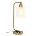 thumbnail image 2 of Simple Designs Bronson Antique Style Industrial Iron Lantern Desk Lamp with USB Port and Glass Shade, Antique Brass, 2 of 6